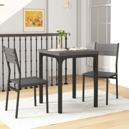 HOMCOM 2 Seater Compact Dining Set Grey Wood Grain - Wilko - thumbnail 5