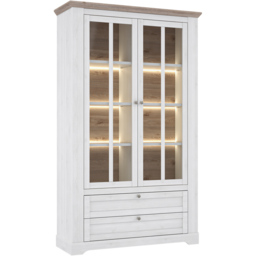 Florence Illopa 2 Door 2 Drawer Nelson and Snowy Oak Display Cabinet - Size: 44 x 125 x 209cm - Brown - Furniture to Go - Wilko - thumbnail 3