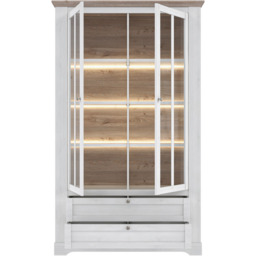 Florence Illopa 2 Door 2 Drawer Nelson and Snowy Oak Display Cabinet - Size: 44 x 125 x 209cm - Brown - Furniture to Go - Wilko - thumbnail 6