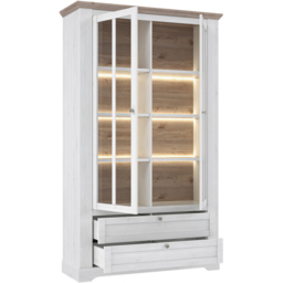 Florence Illopa 2 Door 2 Drawer Nelson and Snowy Oak Display Cabinet - Size: 44 x 125 x 209cm - Brown - Furniture to Go - Wilko - thumbnail 5