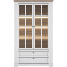 Florence Illopa 2 Door 2 Drawer Nelson and Snowy Oak Display Cabinet - Size: 44 x 125 x 209cm - Brown - Furniture to Go - Wilko - thumbnail 4