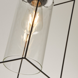 Lighting Collection 3 light Bar Black Frame Clear Inner Glass Pendant Light - Size: 137 x 75.5 x 15cm - Wilko - thumbnail 5