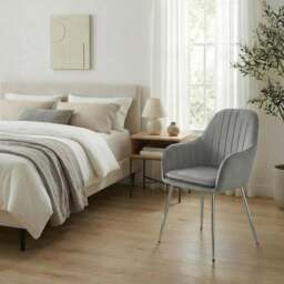 Alivio Set of 2 Grey Velvet Upholstered Dining Chairs - Wilko - thumbnail 7