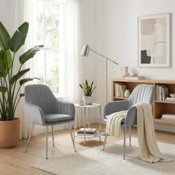 Alivio Set of 2 Grey Velvet Upholstered Dining Chairs - Wilko - thumbnail 6