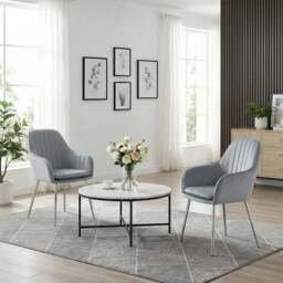 Alivio Set of 2 Grey Velvet Upholstered Dining Chairs - Wilko - thumbnail 4