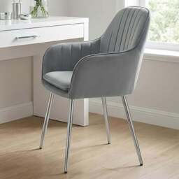Alivio Set of 2 Grey Velvet Upholstered Dining Chairs - Wilko - thumbnail 1