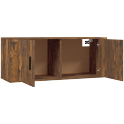 vidaXL 2 Door Smoked Oak Wide Wall Mounted TV Cabinet - Size: 40 x 100 x 34.5cm - Brown - Wilko - thumbnail 7
