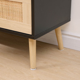 FurnitureHMD 3 Drawer Black and Natural Rattan Woven Front Wooden Chest of Drawers - Wilko - thumbnail 7