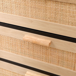 FurnitureHMD 3 Drawer Black and Natural Rattan Woven Front Wooden Chest of Drawers - Wilko - thumbnail 5