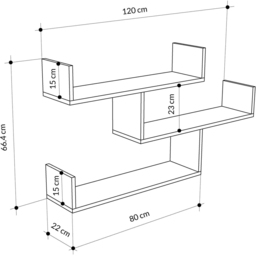 Decortie Tibet 3 Shelf Mocha Grey Modern Wall Mounted Bookcase - Wilko - thumbnail 6