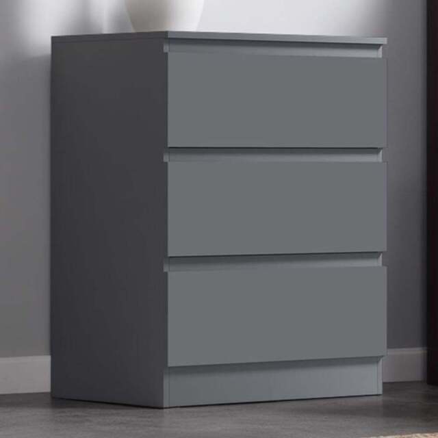 FWStyle Carlton 3 Drawer Matt Grey Chest of Drawers - Wilko - image 1