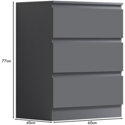 FWStyle Carlton 3 Drawer Matt Grey Chest of Drawers - Wilko - thumbnail 7