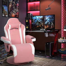 Costway Pink Electric Massage Gaming Chair with Cup Holder - Size: 101 x 65 x 45cm - Wilko - thumbnail 4
