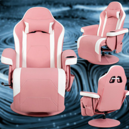 Costway Pink Electric Massage Gaming Chair with Cup Holder - Size: 101 x 65 x 45cm - Wilko - thumbnail 7