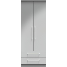 Crowndale Worcester 2 Door 2 Drawer Uniform Grey and Dusk Grey Wardrobe Ready Assembled - Size: 2 Door, 2 Drawer - Wilko - thumbnail 4