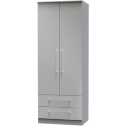 Crowndale Worcester 2 Door 2 Drawer Uniform Grey and Dusk Grey Wardrobe Ready Assembled - Size: 2 Door, 2 Drawer - Wilko - thumbnail 3