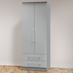 Crowndale Worcester 2 Door 2 Drawer Uniform Grey and Dusk Grey Wardrobe Ready Assembled - Size: 2 Door, 2 Drawer - Wilko - thumbnail 1
