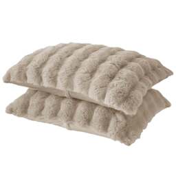 Sweet Dreams Alpine Faux Fur Beige Pillowcase 2 Pack - Size: 50 x 75 x 1cm - Wilko