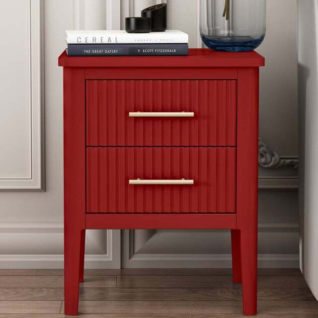Palau 2 Drawer Red Bedside Table - Wilko - image 1