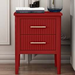Palau 2 Drawer Red Bedside Table - Wilko - thumbnail 1