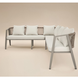 SOLACE+CO Dayton 6 Seater Beige Outdoor Corner Lounge Set - Grey + Beige - Wilko - thumbnail 4
