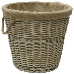 JVL Willow Antique Wash Log Basket with Rope Handles 46 x 37 x 52cm - Size: 52 x 52 x 46cm - Multi - JVL Homewares - Wilko