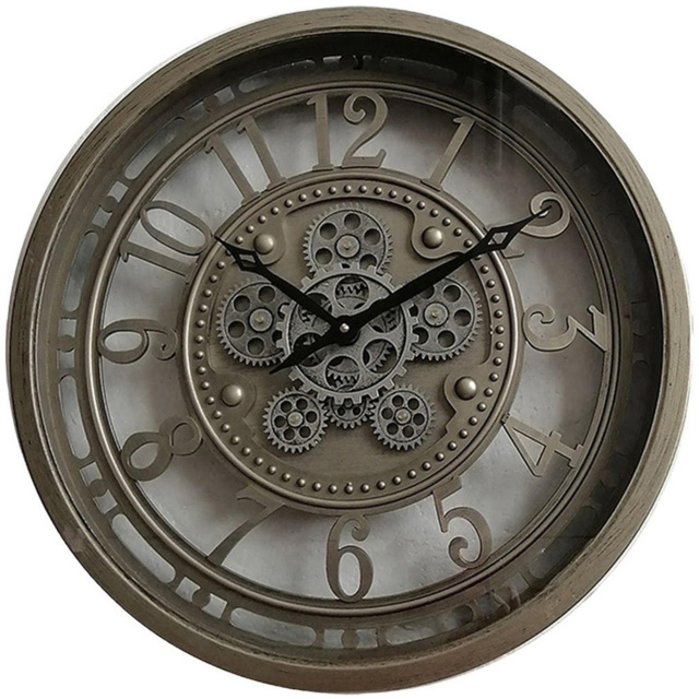 Acacia Home Silver Round Gear Wall Clock 46cm - Size: 46 x 46 x 7cm - Wilko - image 1