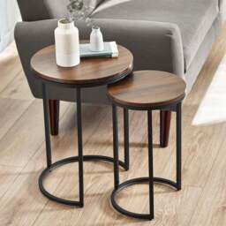 Julian Bowen Tribeca Walnut Round Nest of Tables Set of 2 - Size: 40 x 40 x 55cm - Brown - Wilko - thumbnail 1