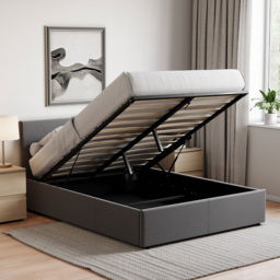 VIDA DESIGNS Veronica Double Dark Grey Linen Ottoman Bed - Wilko - thumbnail 7