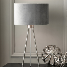 Pacific Lifestyle Houston Brushed Silver Metal Tripod Table Lamp - Wilko - thumbnail 3
