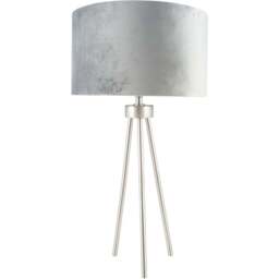 Pacific Lifestyle Houston Brushed Silver Metal Tripod Table Lamp - Wilko