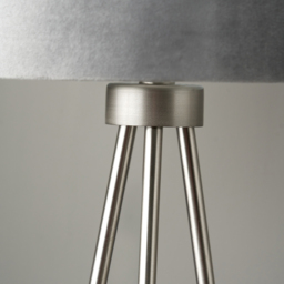 Pacific Lifestyle Houston Brushed Silver Metal Tripod Table Lamp - Wilko - thumbnail 4