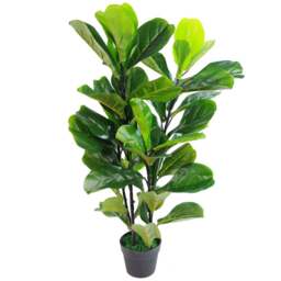Leaf Ficus Lyrata Artificial Plant in Pot 90cm - Size: 90 x 40 x 40cm - Green - Wilko - thumbnail 1