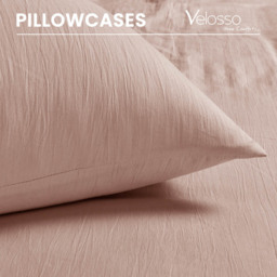 Velosso Washed Linen Look King Size Pink Duvet Set - Wilko - thumbnail 6