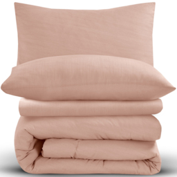 Velosso Washed Linen Look King Size Pink Duvet Set - Wilko - thumbnail 3