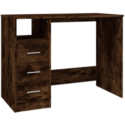 vidaXL 3 Drawer Single Shelf Computer Desk Smoked Oak - Size: 76 x 102 x 50cm - Brown - Wilko - thumbnail 3