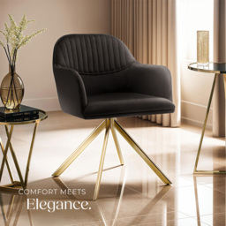 tectake Black Gold Velvet Fabric Swivel Armchair - Size: Single - Wilko - thumbnail 5