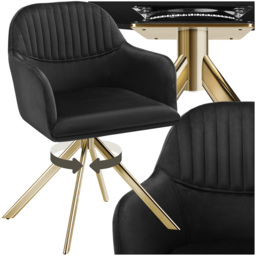 tectake Black Gold Velvet Fabric Swivel Armchair - Size: Single - Wilko - thumbnail 3