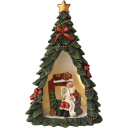 The Seasonal Gift Co Regal Tidings LED Christmas Tree with Mini Santa List Scene Decoration 19cm - Size: 19 x 12 x 10cm - Green - The Seasonal Gift Co - thumbnail 4