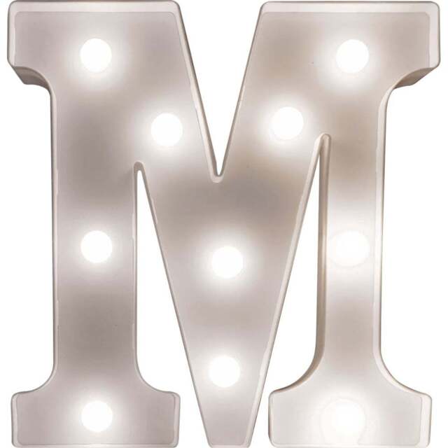 St Helens Battery Operated 3D LED Letter M Light - Size: 14 x 3 x 22cm - White - Wilko - image 1