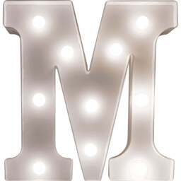 St Helens Battery Operated 3D LED Letter M Light - Size: 14 x 3 x 22cm - White - Wilko