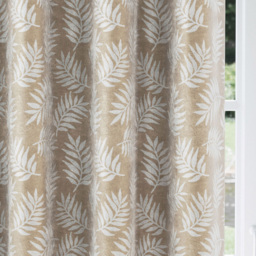 Enhanced Living Oakland Latte Leaf Print Blackout Eyelet Thermal Curtains 168 x 137cm - Brown - Wilko - thumbnail 4
