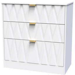 Crowndale Las Vegas 3 Drawer White Matt Deep Chest of Drawers Ready Assembled - Wilko - thumbnail 3