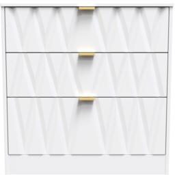 Crowndale Las Vegas 3 Drawer White Matt Deep Chest of Drawers Ready Assembled - Wilko - thumbnail 4