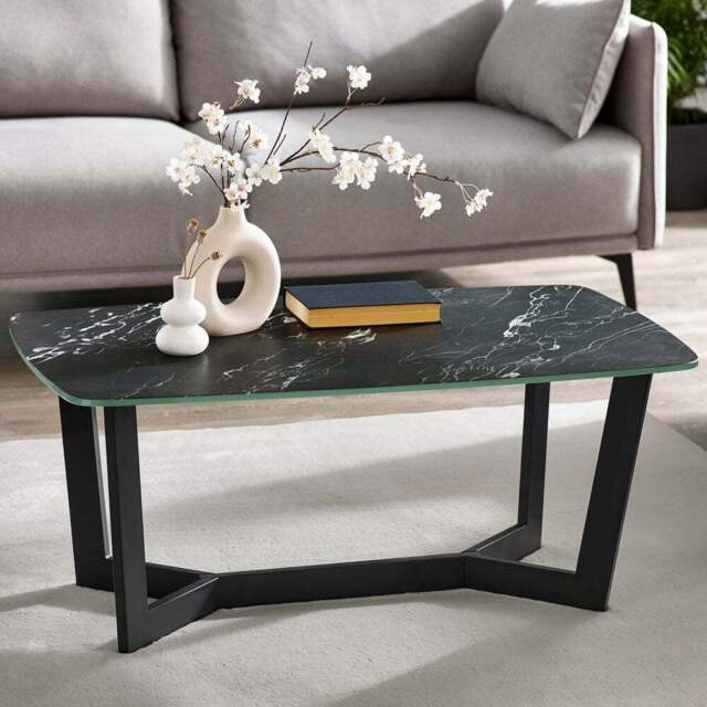 Julian Bowen Olympus Black Marble Coffee Table - Size: 60 x 110 x 40cm - Wilko - image 1