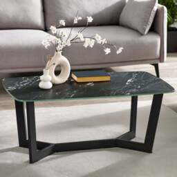 Julian Bowen Olympus Black Marble Coffee Table - Size: 60 x 110 x 40cm - Wilko