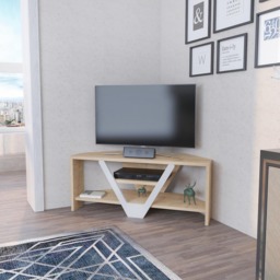 Decorotika Karin 2 Sheld Oak and White Modern Corner TV Unit - Size: 36.8 x 90 x 35cm - Multi - Wilko - thumbnail 4
