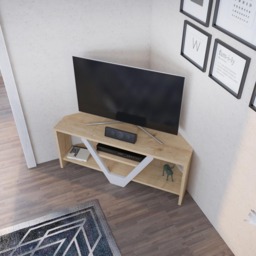 Decorotika Karin 2 Sheld Oak and White Modern Corner TV Unit - Size: 36.8 x 90 x 35cm - Multi - Wilko - thumbnail 5