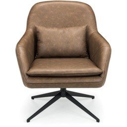 Julian Bowen Bowery Brown Faux Leather Swivel Chair - Size: Single - Wilko - thumbnail 4