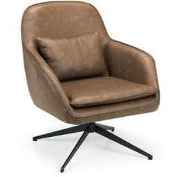 Julian Bowen Bowery Brown Faux Leather Swivel Chair - Size: Single - Wilko - thumbnail 3